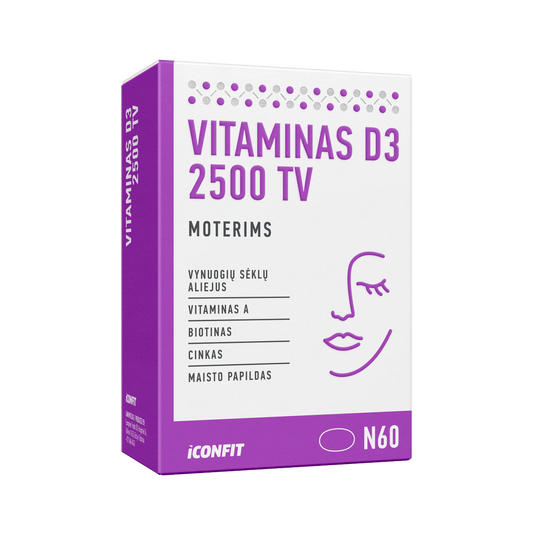 Vitaminas D3 + moterų grožiui, 60 tab.